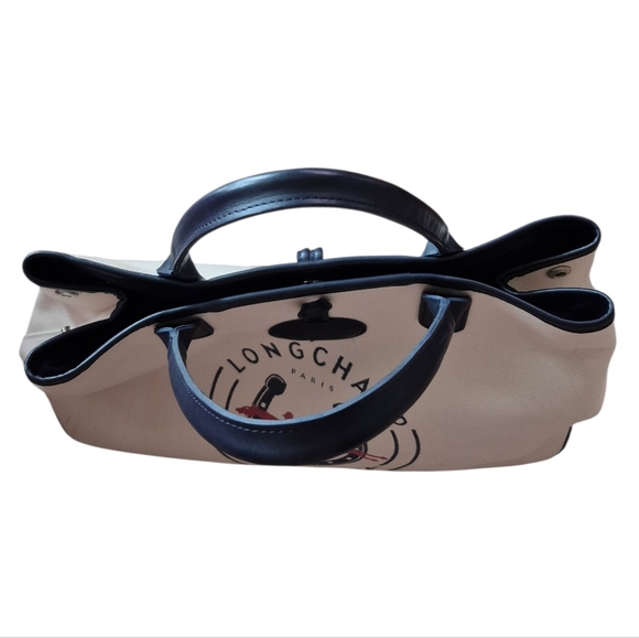 Longchamp Large Rosea 1948 Canvas Leather Tote Bag - Picture 3 of 16